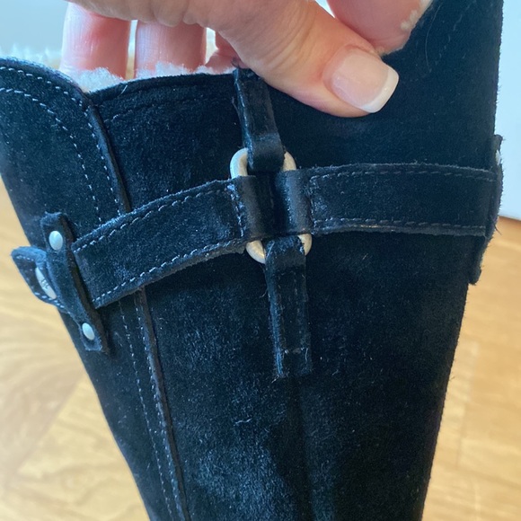 UGG Black Suede Sherpa Lined Tall Boots - Picture 9 of 15